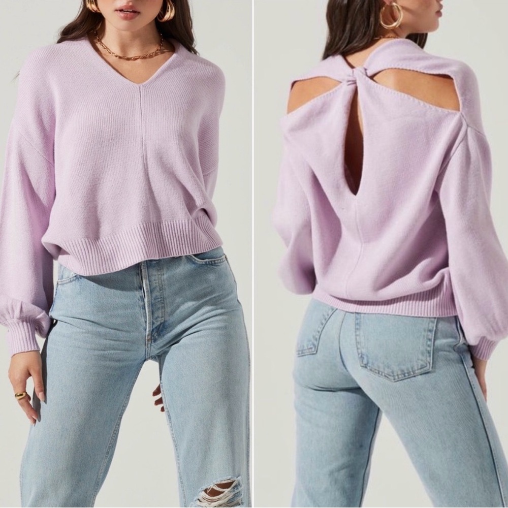 ASTR the Label Cream Open-Back Sweater